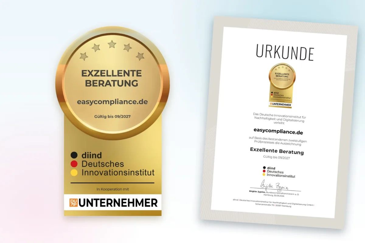 easycompliance als „Exzellente Beratung“ ausgezeichnet